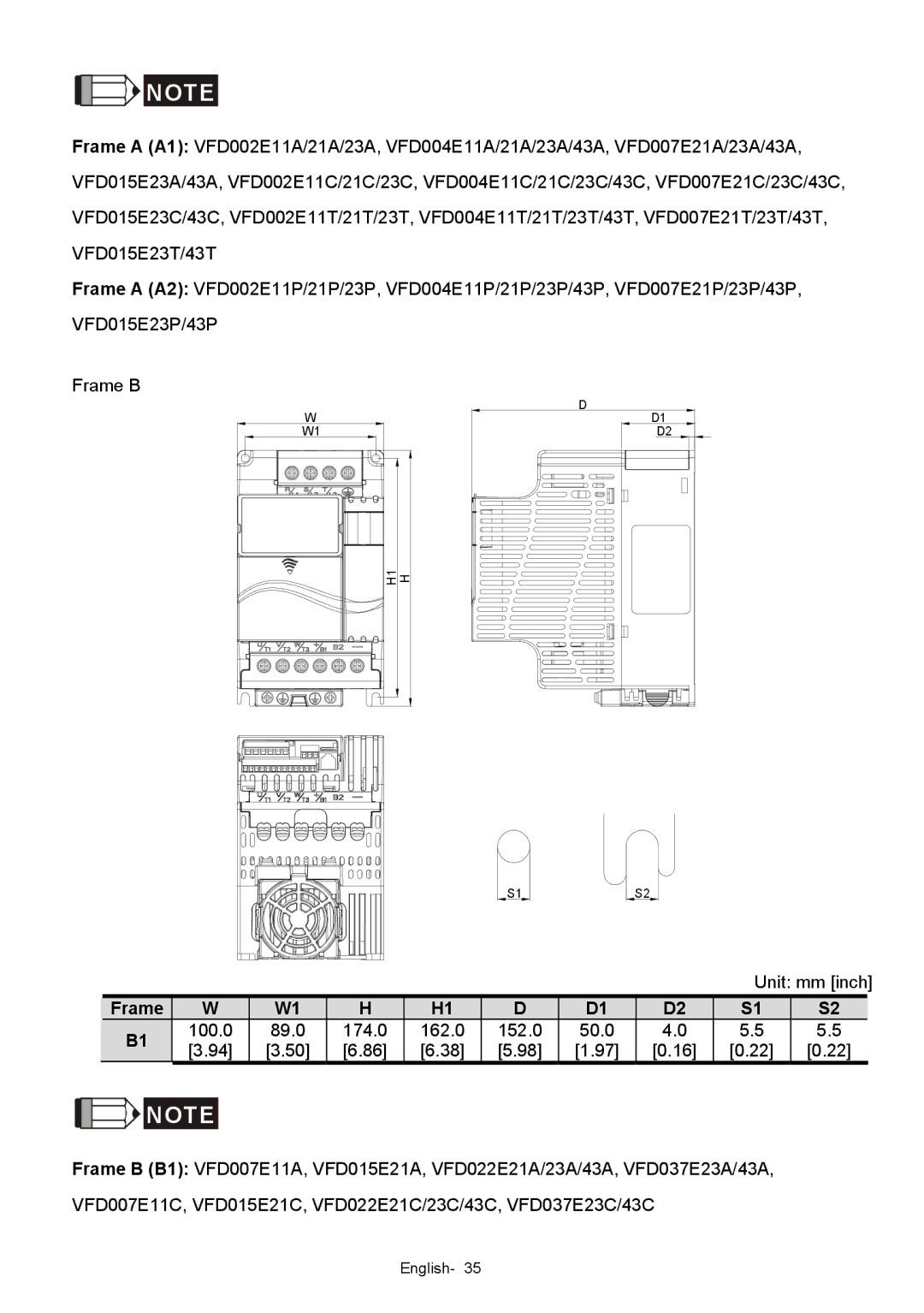 Delta Electronics VFD-XXXE quick start H1 H 