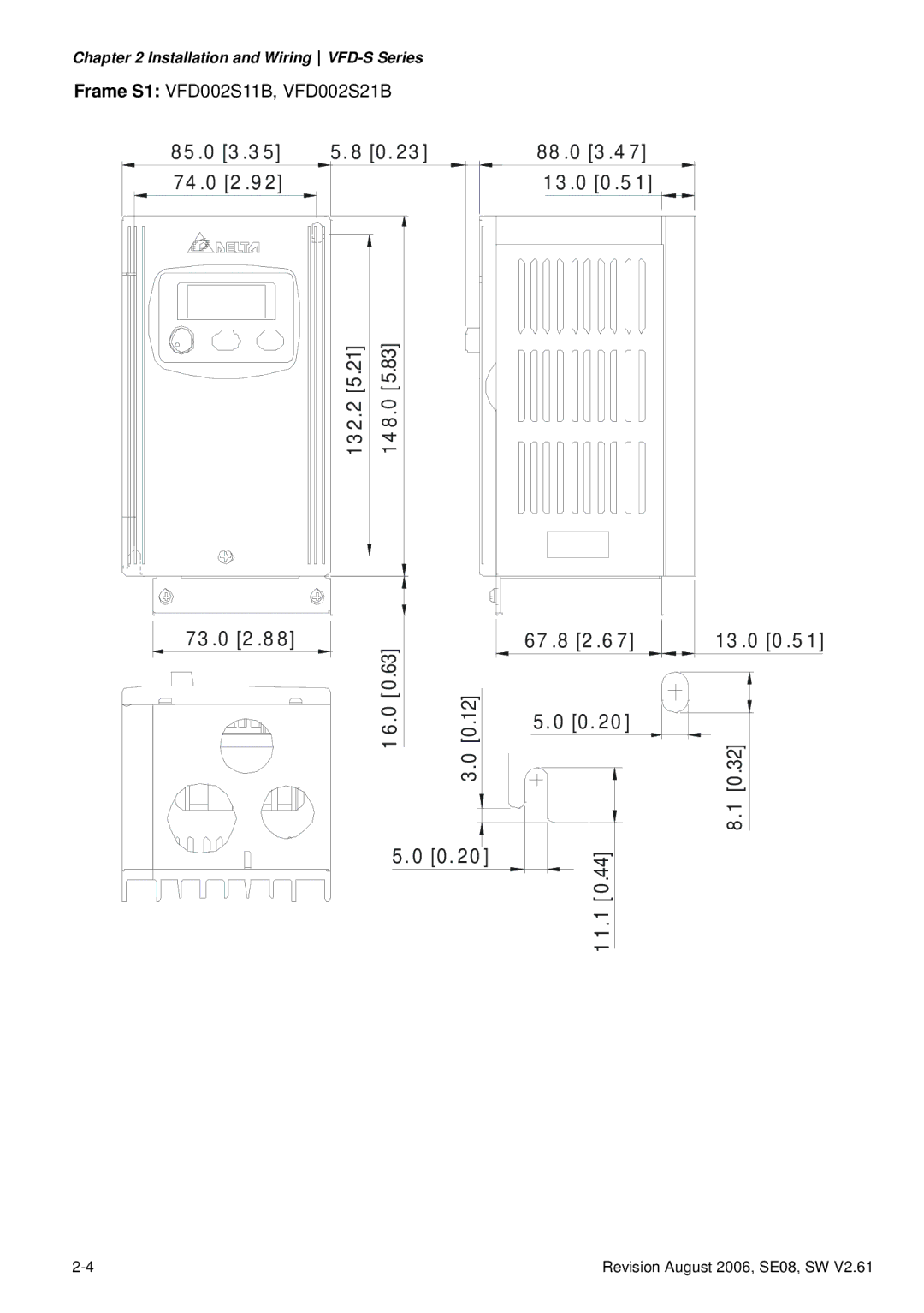 Delta Electronics VFD007S23A manual 88 .0 3 .4 