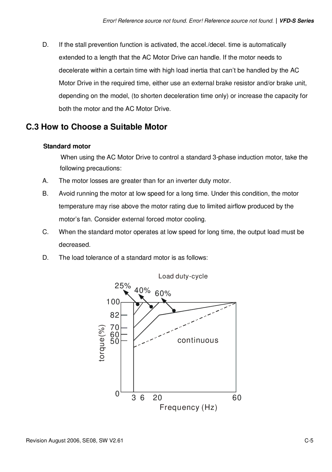 Delta Electronics VFD007S23A manual How to Choose a Suitable Motor, Standard motor 