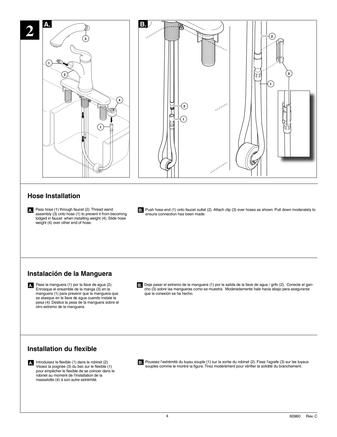 Delta Faucet 4353-SD-DST, 4353-DST manual Hose Installation 