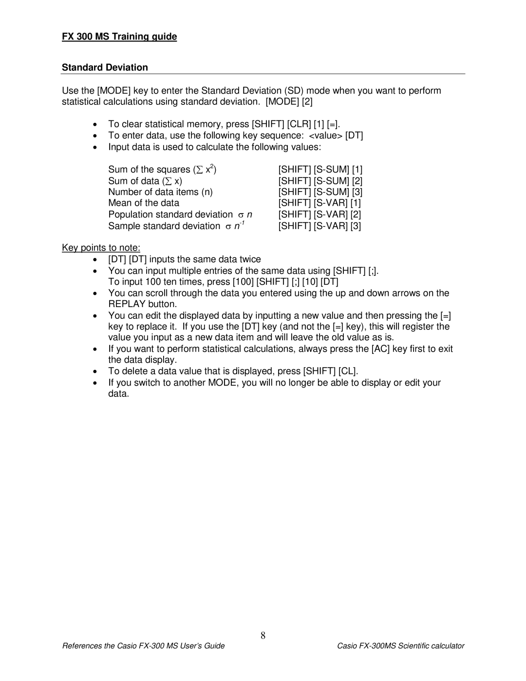 Delta manual FX 300 MS Training guide Standard Deviation 