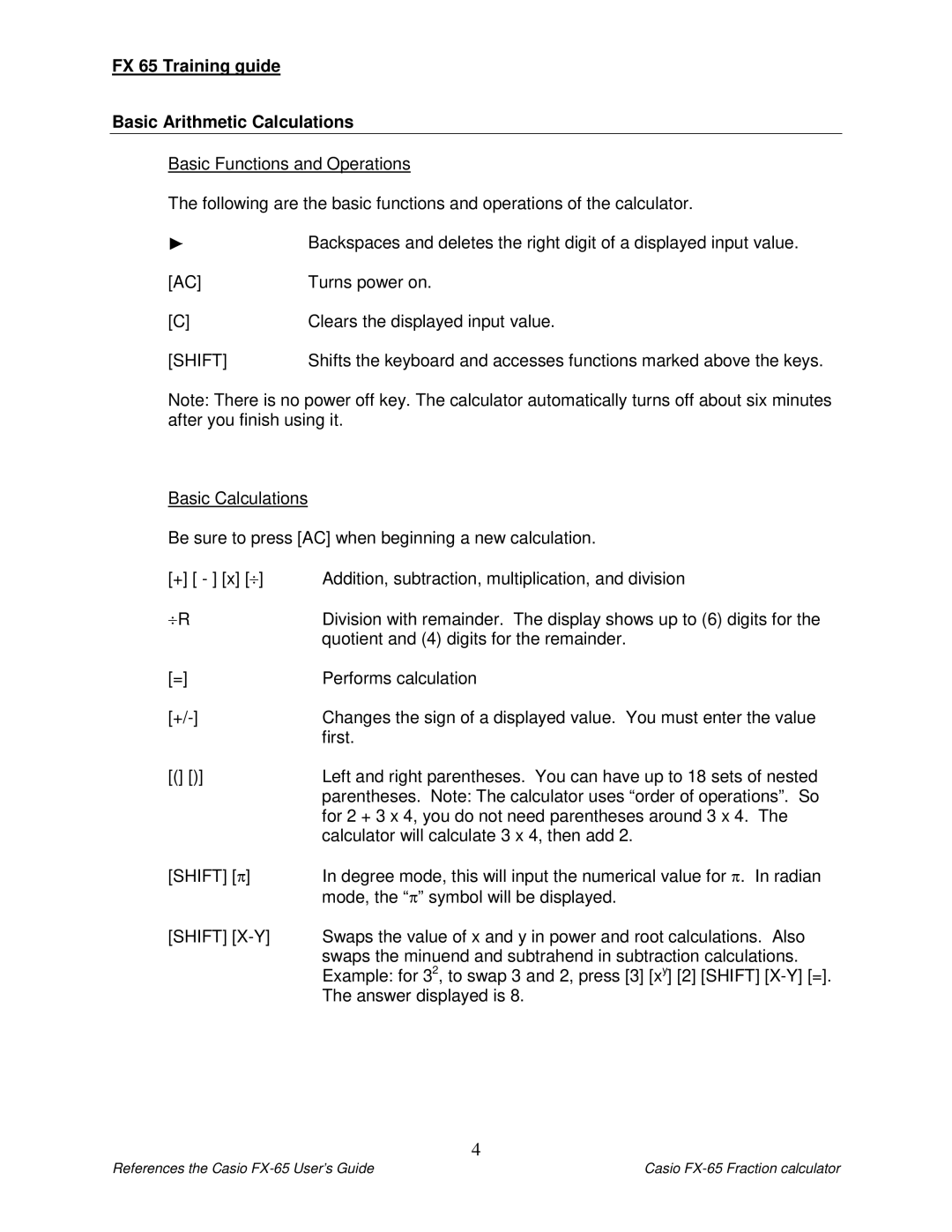 Delta manual FX 65 Training guide Basic Arithmetic Calculations, Shift 