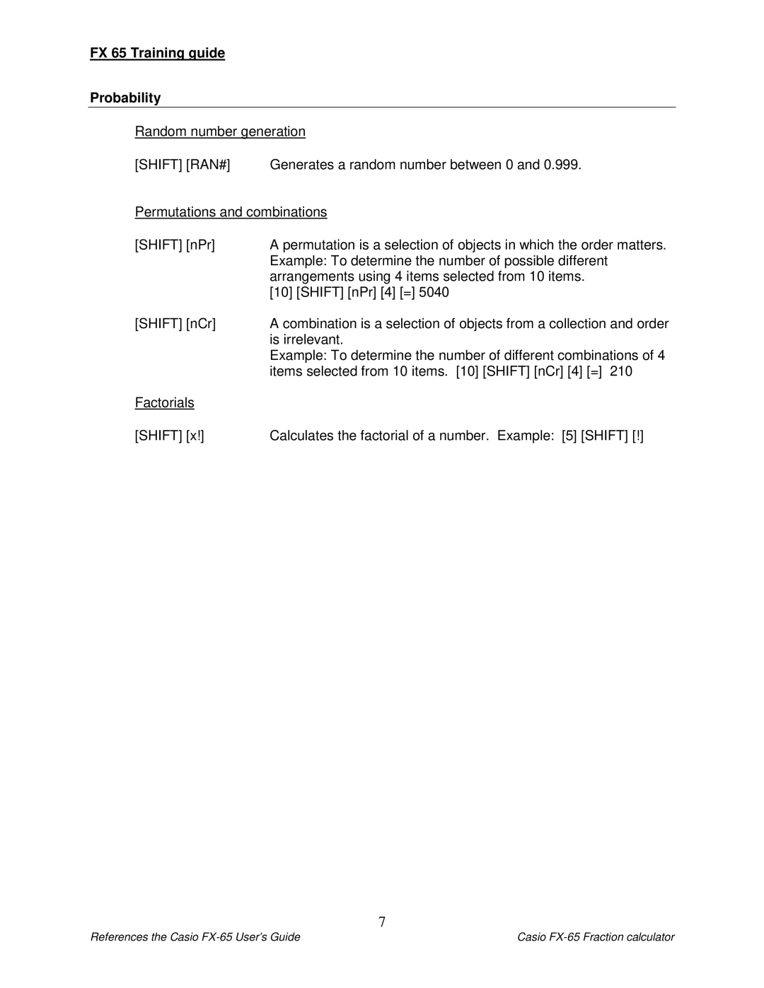 Delta manual FX 65 Training guide Probability, Shift RAN# 