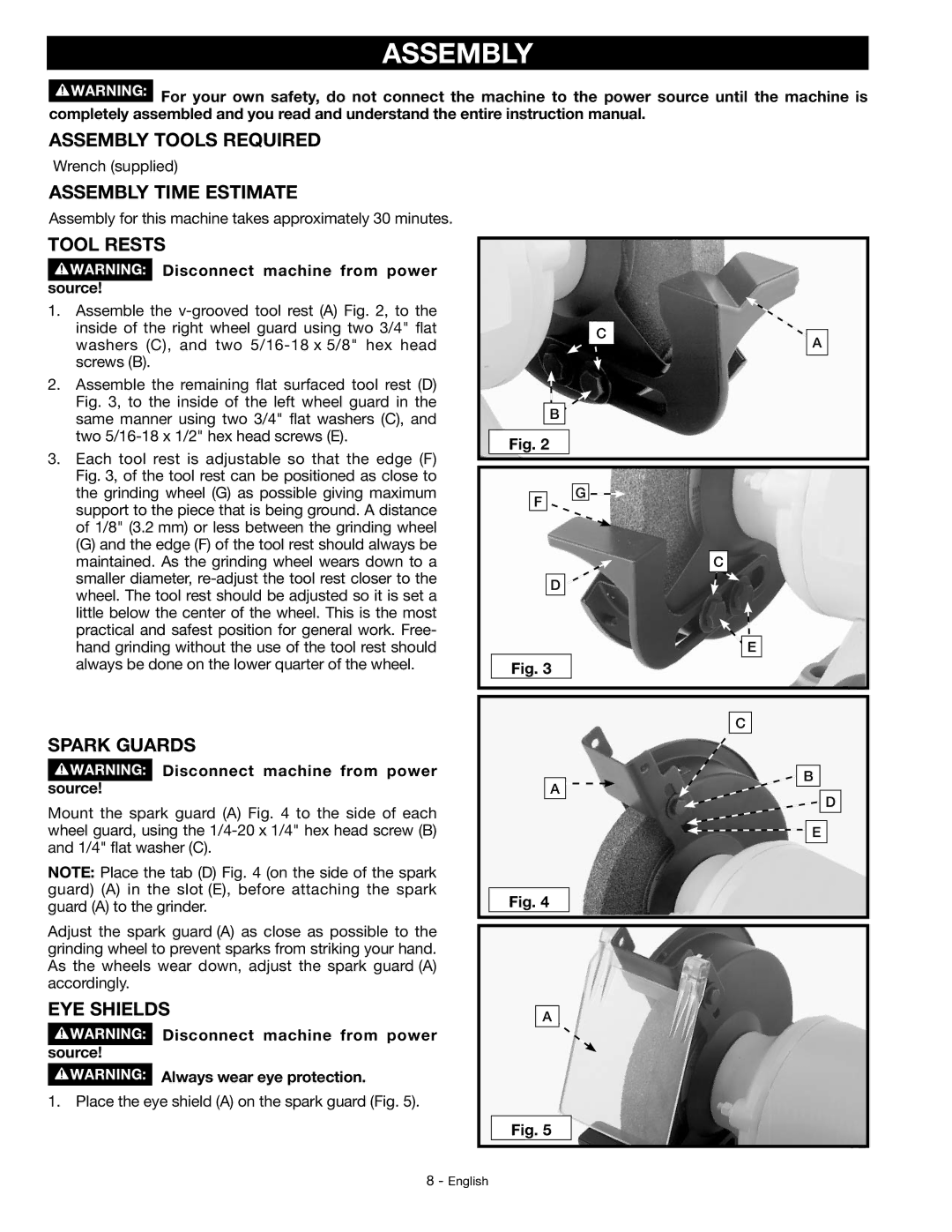 Delta GR150 instruction manual Assembly 