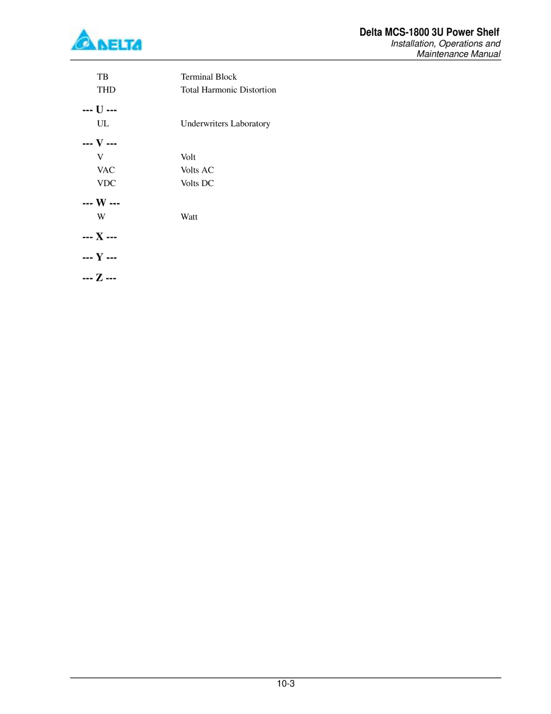 Delta MCS-1800 manual 10-3 