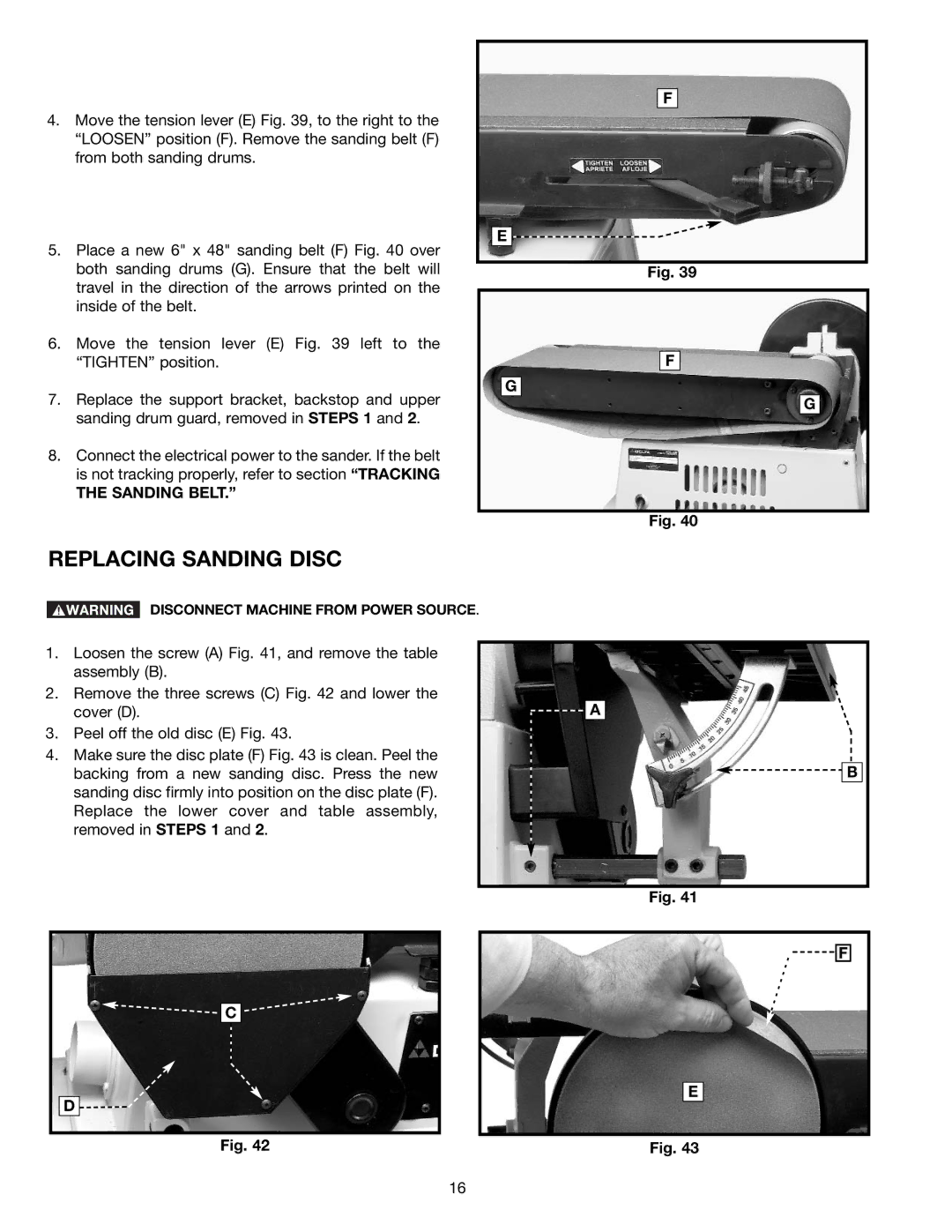 Delta (Model 31-695) instruction manual Replacing Sanding Disc, Sanding Belt 