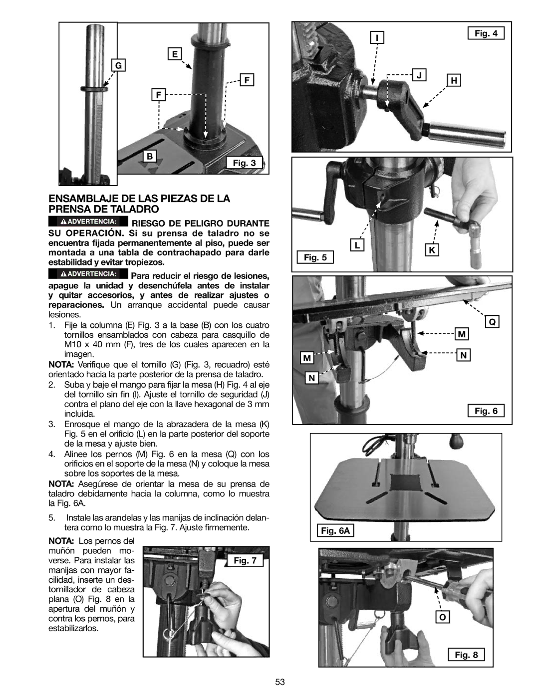 Delta 18-900L, N081935 instruction manual Ensamblaje DE LAS Piezas DE LA Prensa DE Taladro 