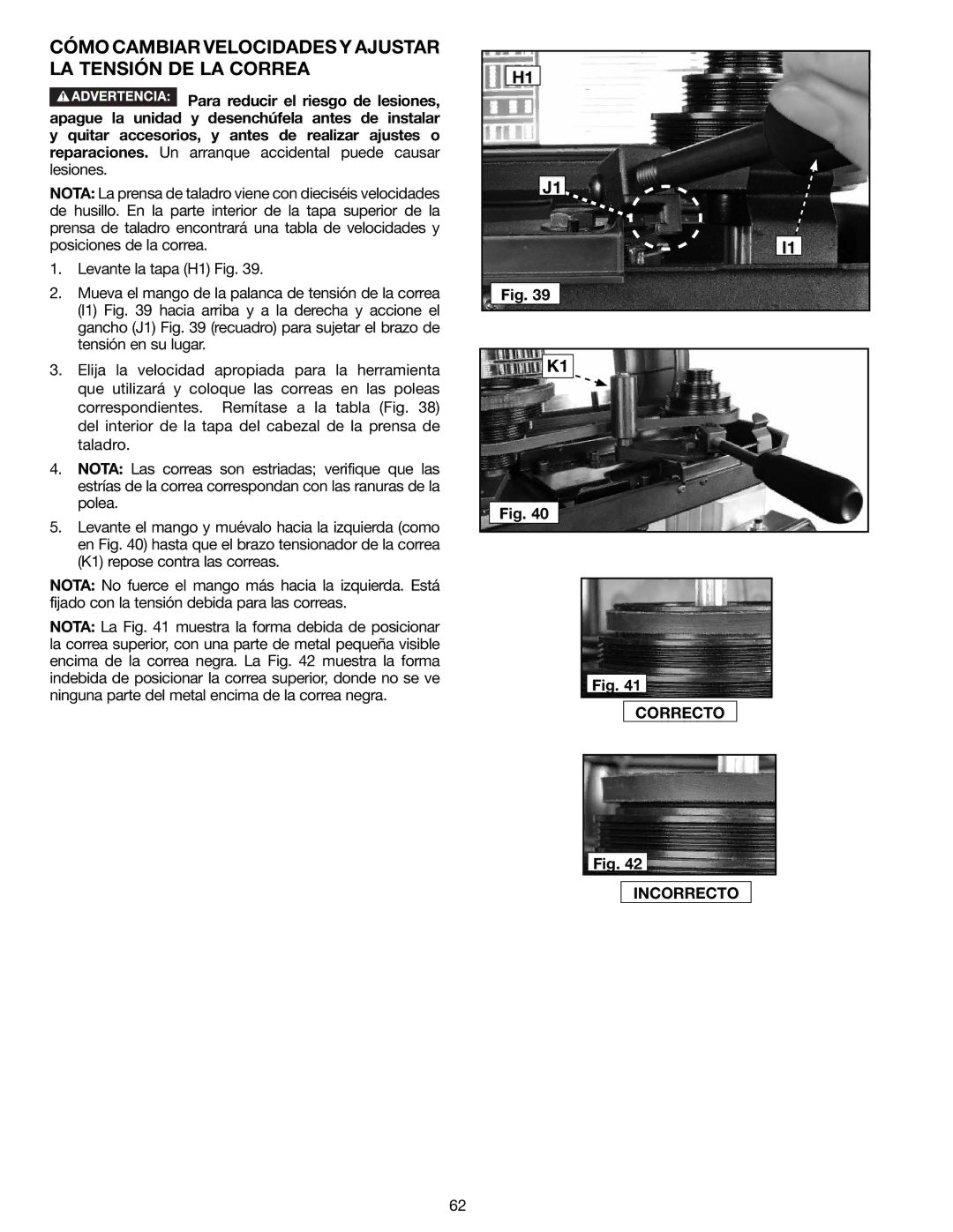 Delta N081935, 18-900L instruction manual Cómo Cambiar Velocidades Y Ajustar LA Tensión DE LA Correa 