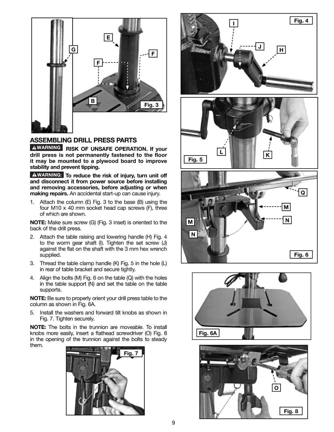 Delta 18-900L, N081935 instruction manual Assembling Drill Press Parts 