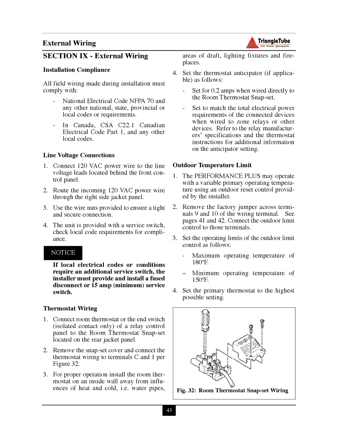 Delta PG PLUS-25 warranty External Wiring Section IX External Wiring, Installation Compliance, Line Voltage Connections 