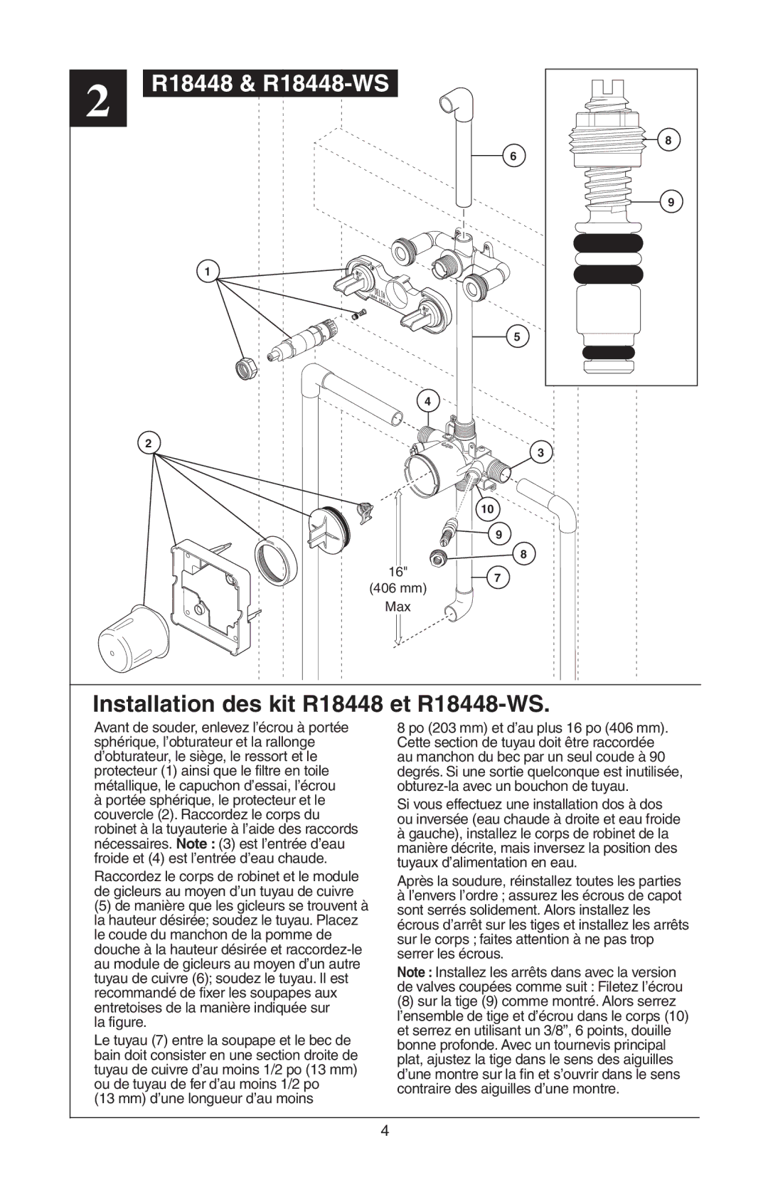 Delta R18224 instruction sheet Installation des kit R18448 et R18448-WS, La figure 