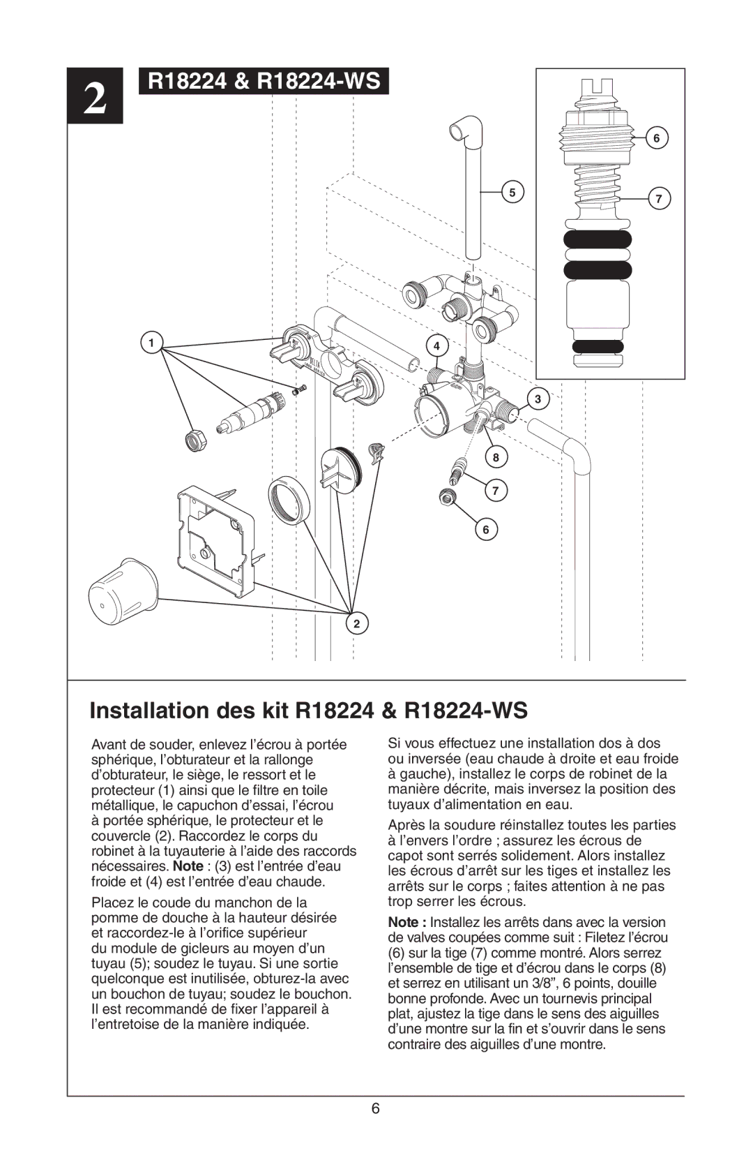 Delta R18448 instruction sheet Installation des kit R18224 & R18224-WS 