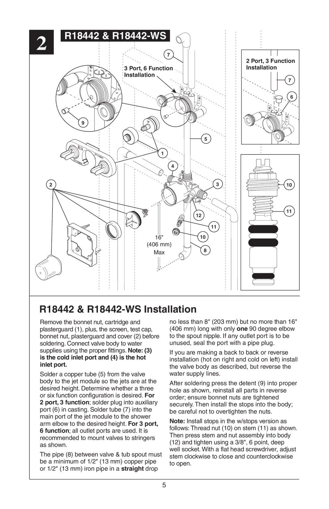 Delta R18448, R18224 instruction sheet R18442 & R18442-WS Installation 