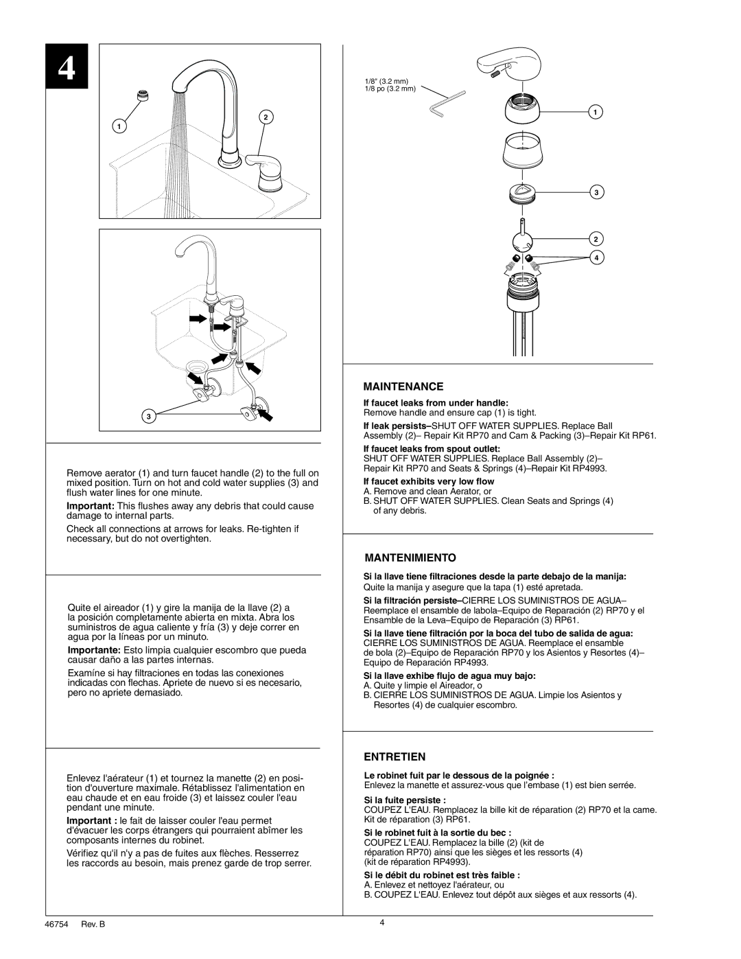 Delta RP31834, RP31833, RP21469, RP13938, RP6052, RP61, RP31835, RP32638 manual Maintenance 