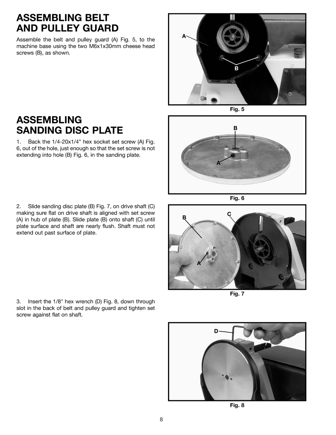 Delta SA446 instruction manual Assembling Belt Pulley Guard, Assembling Sanding Disc Plate 