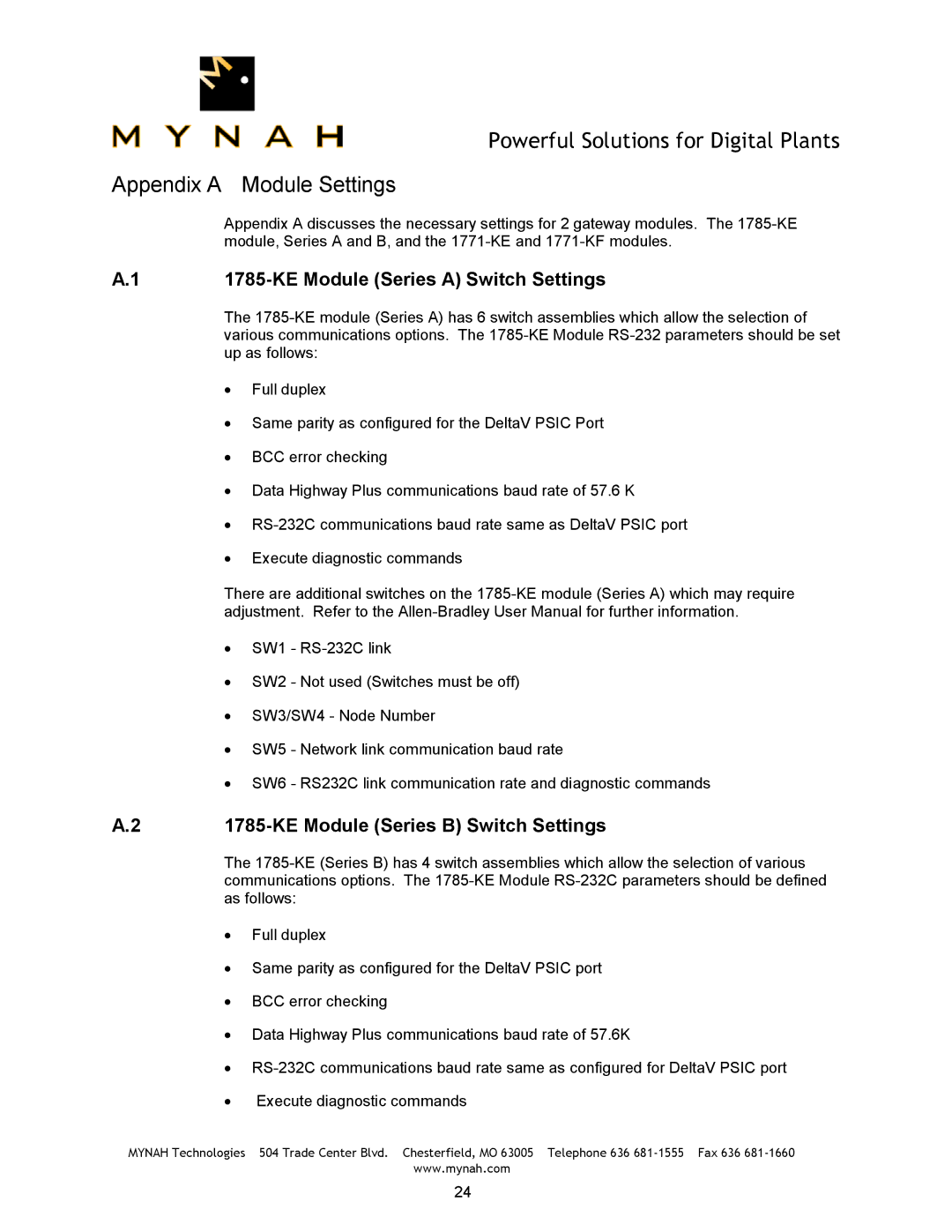 Delta PLC-5, SLC-500, 1770-KF2 user manual KE Module Series a Switch Settings, KE Module Series B Switch Settings 