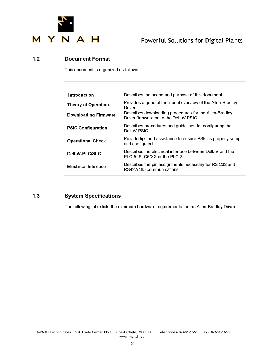 Delta SLC-500, PLC-5, 1770-KF2 user manual Document Format, System Specifications 