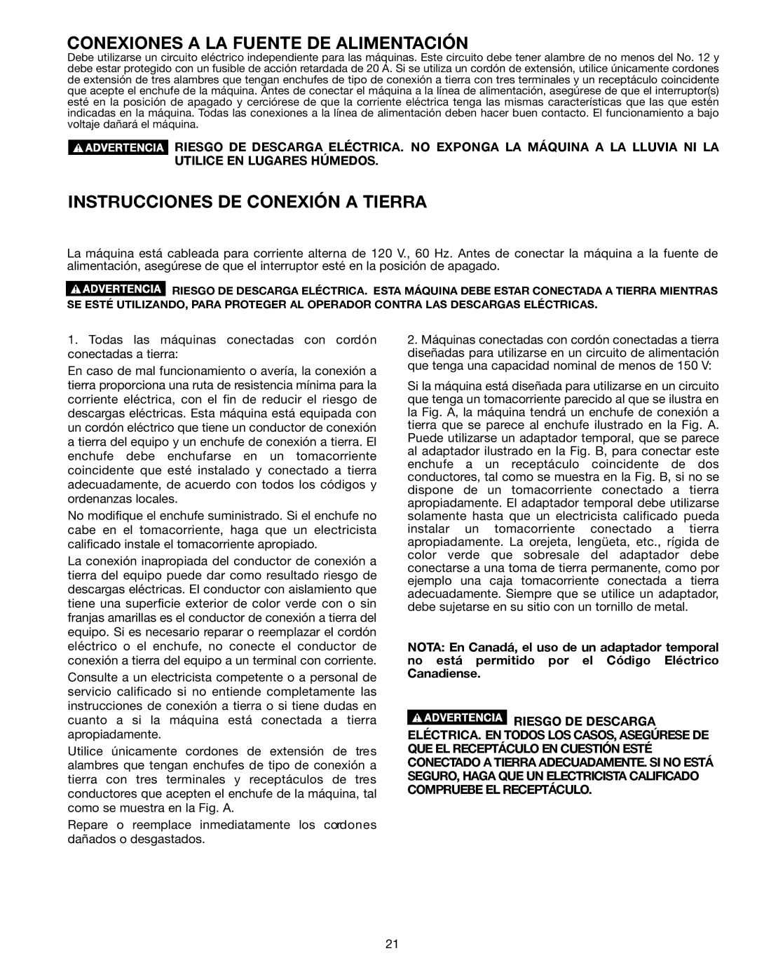 Delta 638517-00, SM300 warranty Conexiones a LA Fuente DE Alimentación, Instrucciones DE Conexión a Tierra 