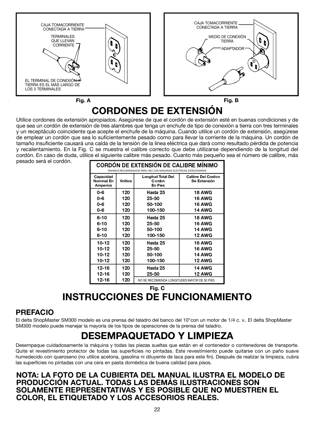 Delta SM300, 638517-00 warranty Instrucciones DE Funcionamiento, Desempaquetado Y Limpieza, Prefacio 