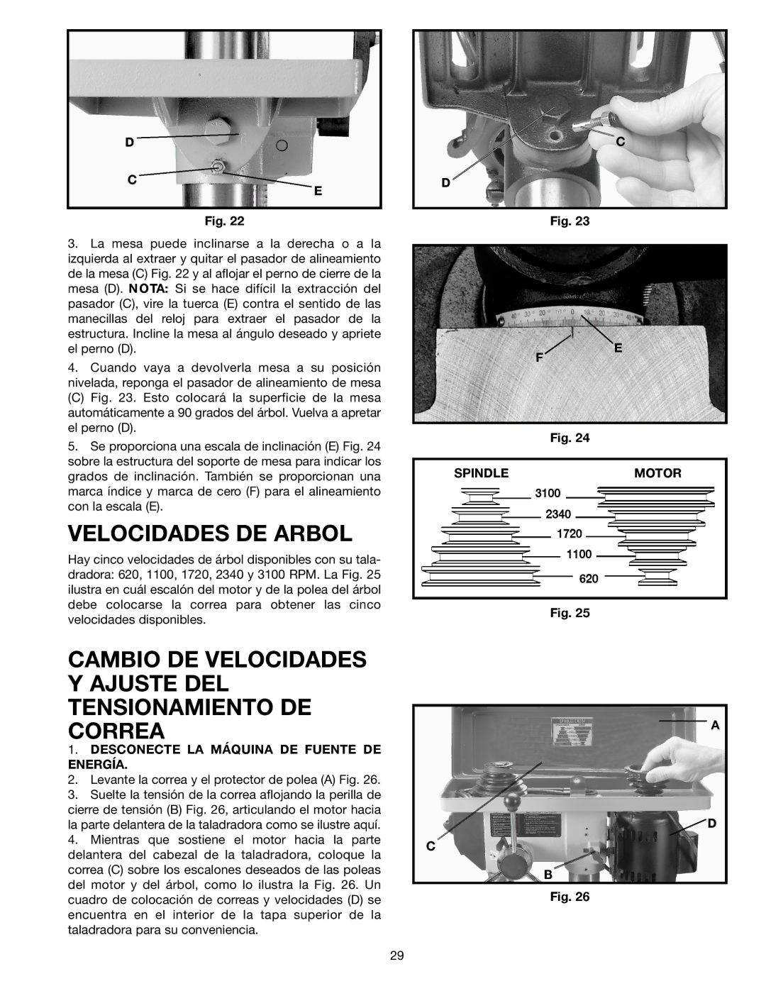 Delta 638517-00, SM300 warranty Velocidades DE Arbol, Cambio DE Velocidades Y Ajuste DEL Tensionamiento DE Correa 