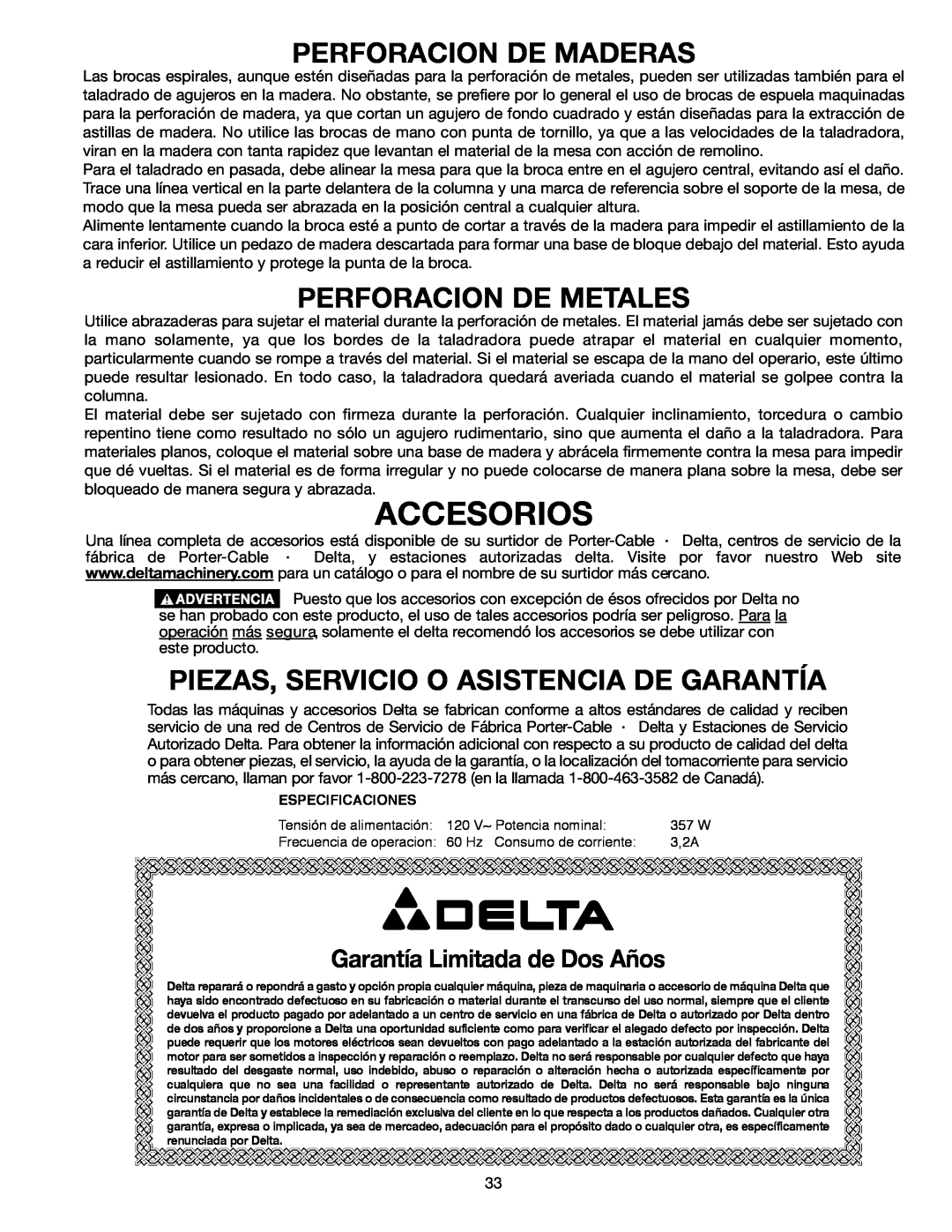 Delta 638517-00, SM300 warranty Perforacion De Maderas, Perforacion De Metales, Piezas, Servicio O Asistencia De Garantía 