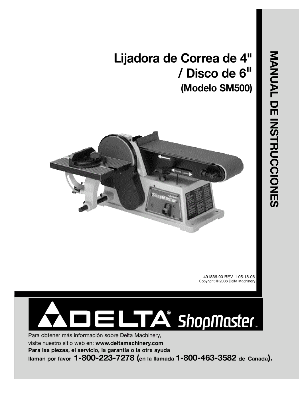 Delta 491836-00, SM500 warranty Lijadora de Correa de 4 / Disco de 