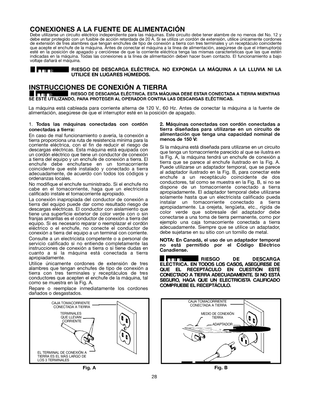 Delta SM500, 491836-00 warranty Conexiones a LA Fuente DE Alimentación, Instrucciones DE Conexión a Tierra 