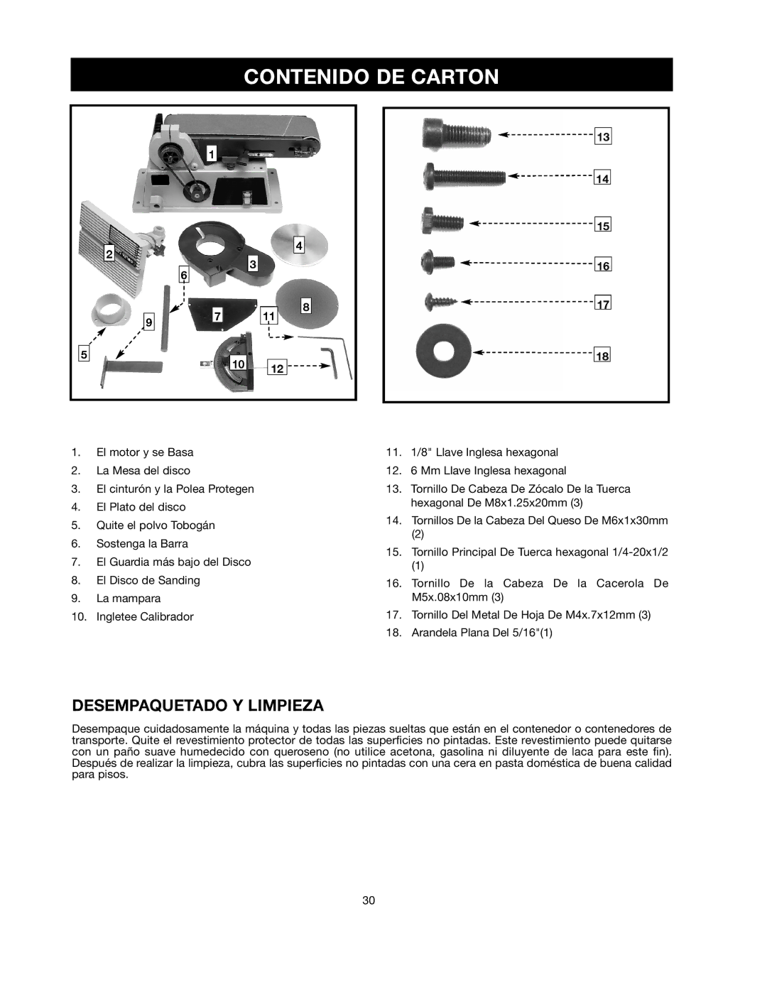 Delta SM500, 491836-00 warranty Contenido DE Carton, Desempaquetado Y Limpieza 