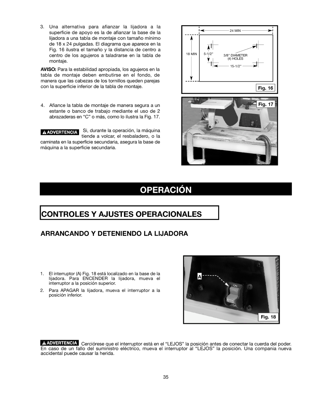 Delta 491836-00, SM500 warranty E R a C I Ó N, Arrancando Y Deteniendo LA Lijadora 