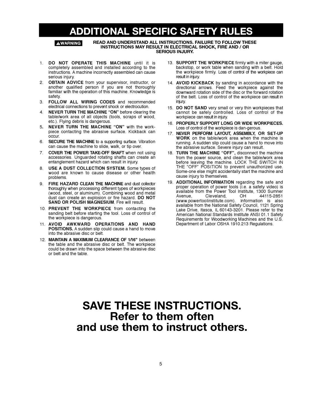 Delta 491836-00, SM500 warranty Refer to them often Use them to instruct others 