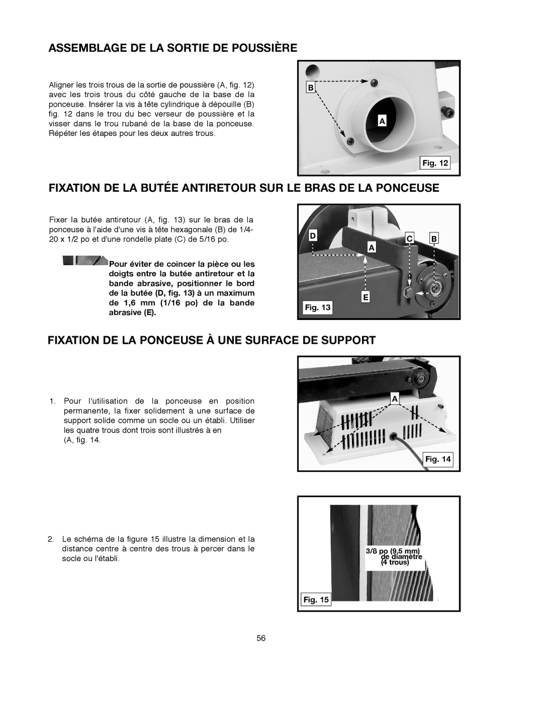 Delta SM500, 491836-00 Assemblage DE LA Sortie DE Poussière, Fixation DE LA Butée Antiretour SUR LE Bras DE LA Ponceuse 