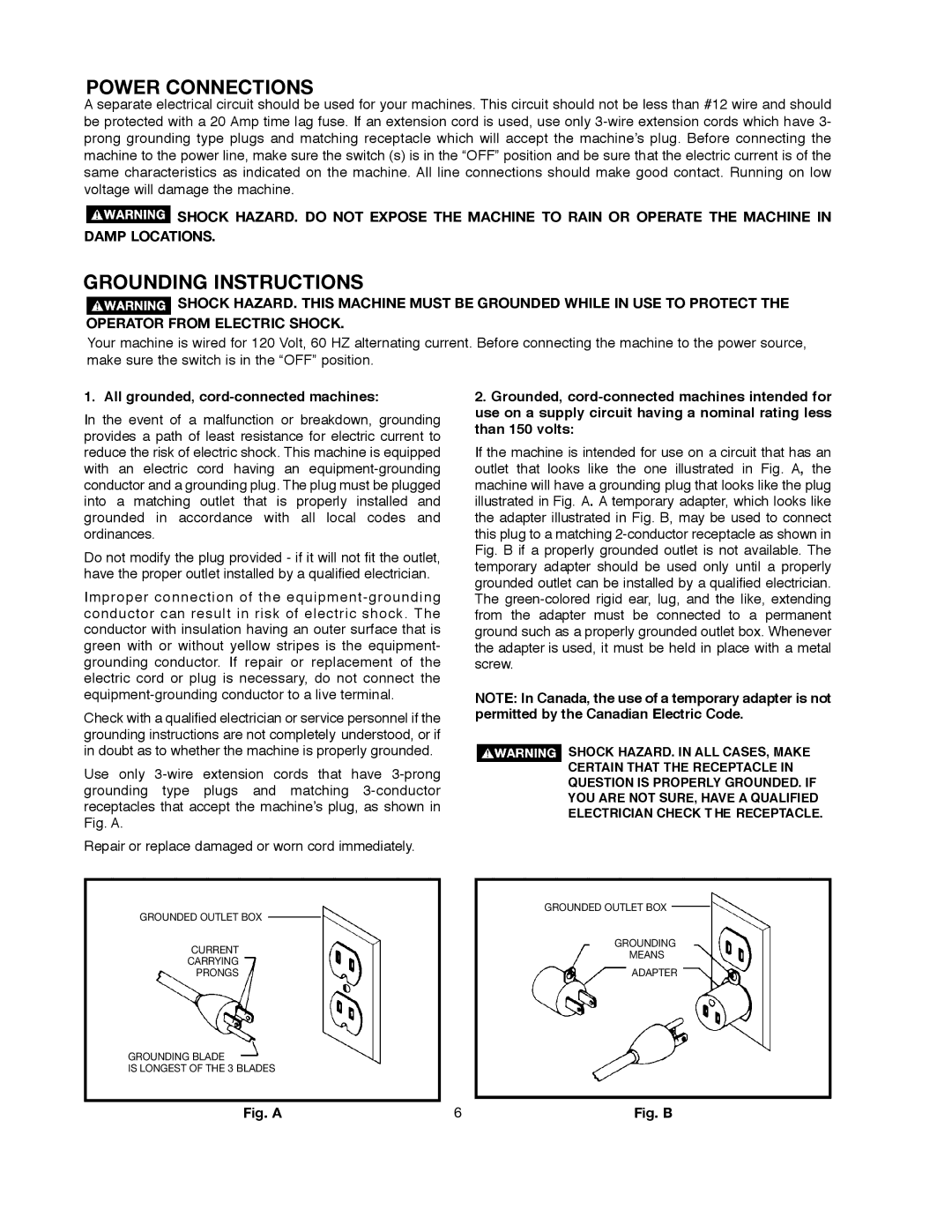 Delta SM500, 491836-00 warranty Power Connections, Grounding Instructions 