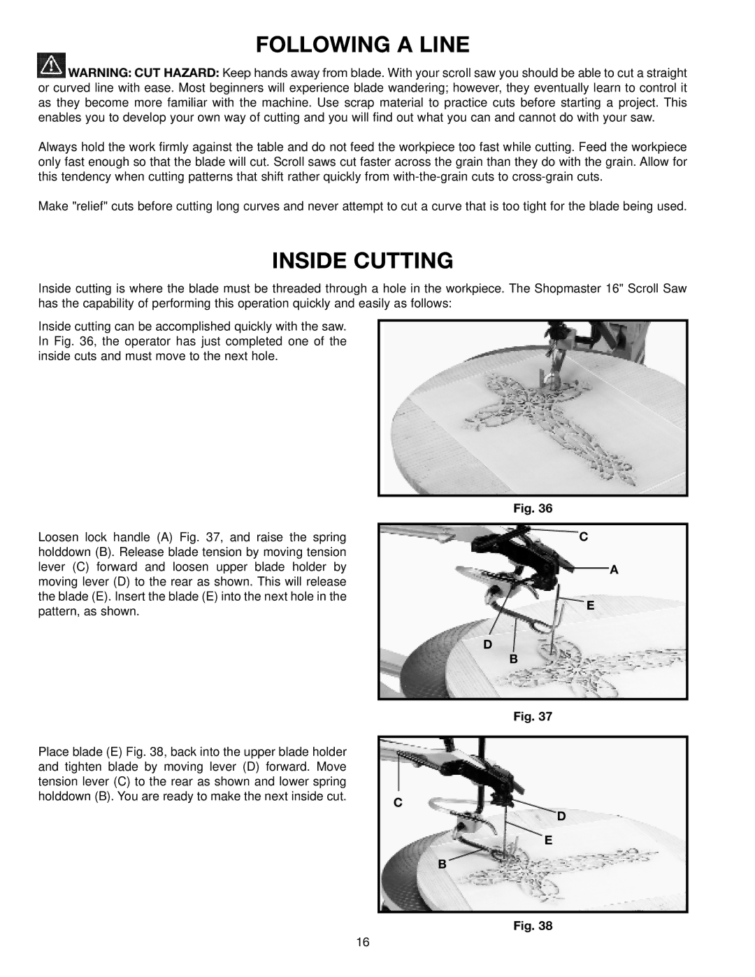 Delta SM600 instruction manual Following a Line, Inside Cutting 