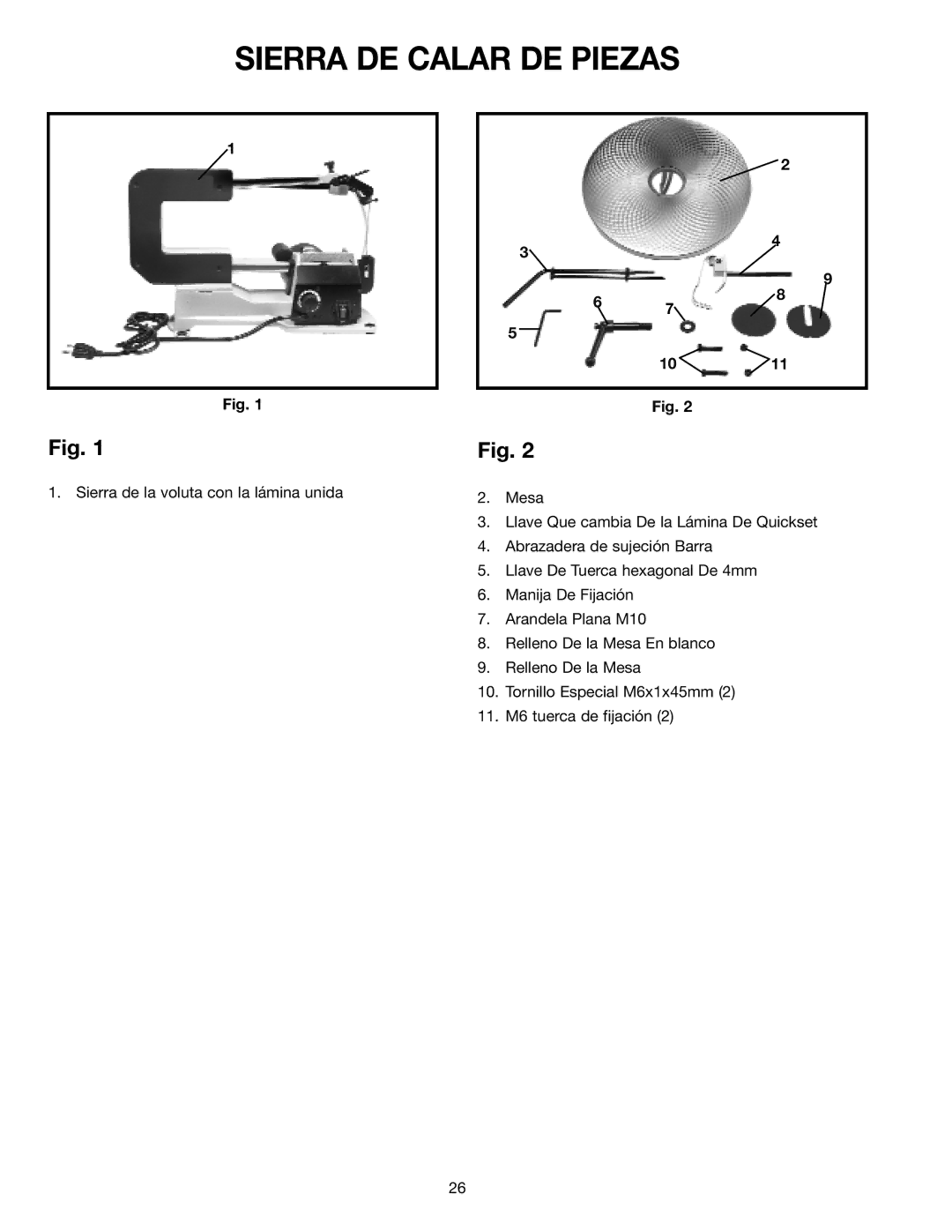 Delta SM600 instruction manual Sierra DE Calar DE Piezas 