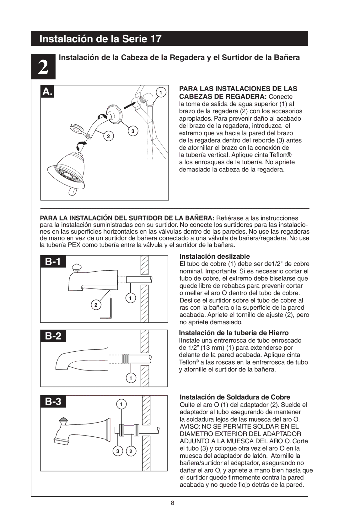 Delta T17T285, T17T085, T17T485, T17T282, T17T482, RP61611s manual La tubería vertical. Aplique cinta Teflon 