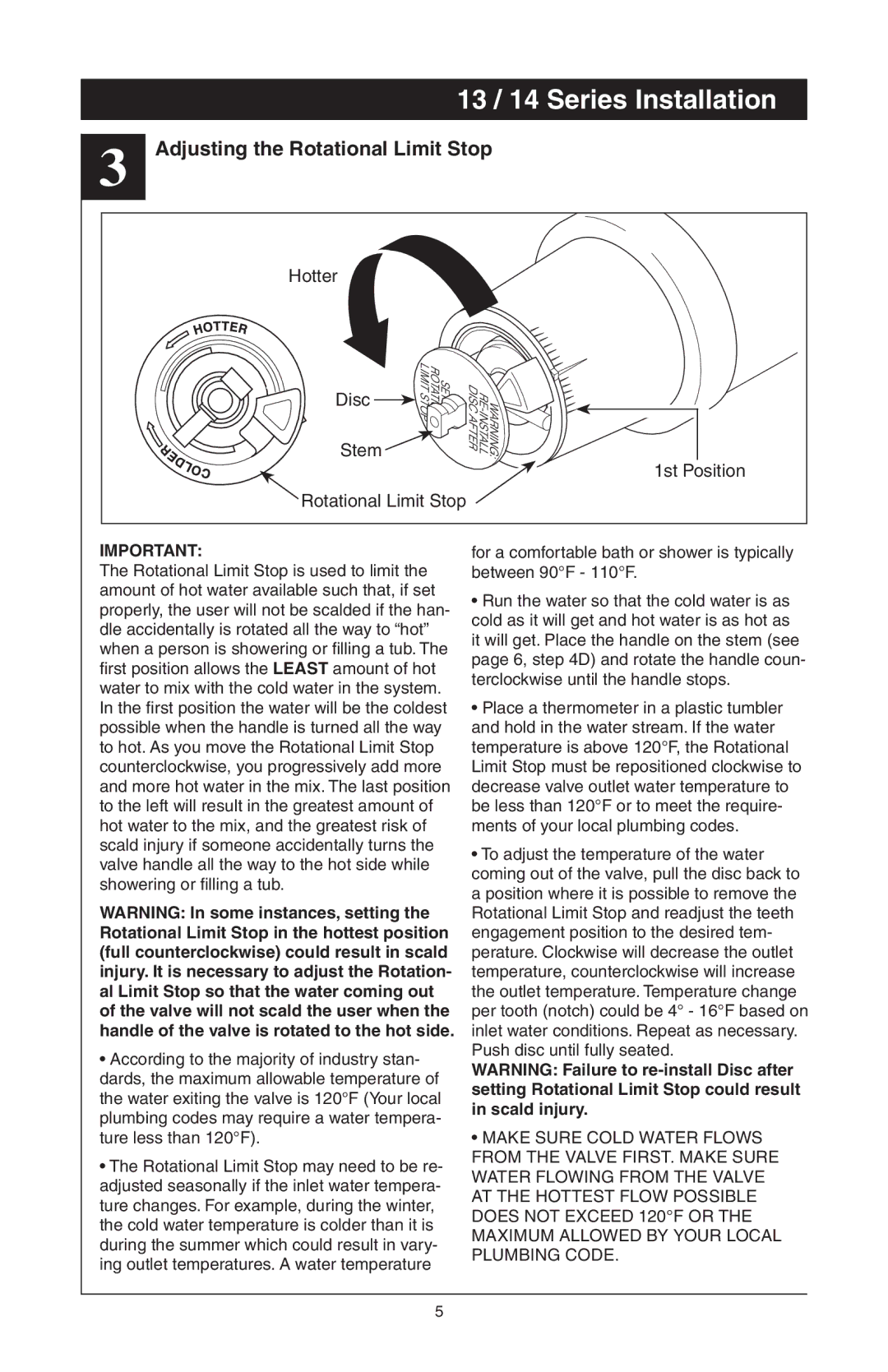 Delta T17T485, T17T085, T17T285, T17T282, T17T482, RP61611s manual Adjusting the Rotational Limit Stop 