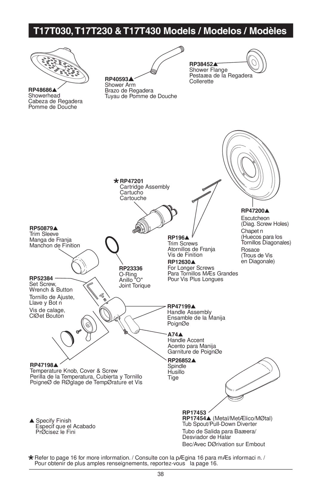 Delta T17T085, T17T485, T17T285, T17T282, T17T482, RP61611s manual T17T030, T17T230 & T17T430 Models / Modelos / Modèles 