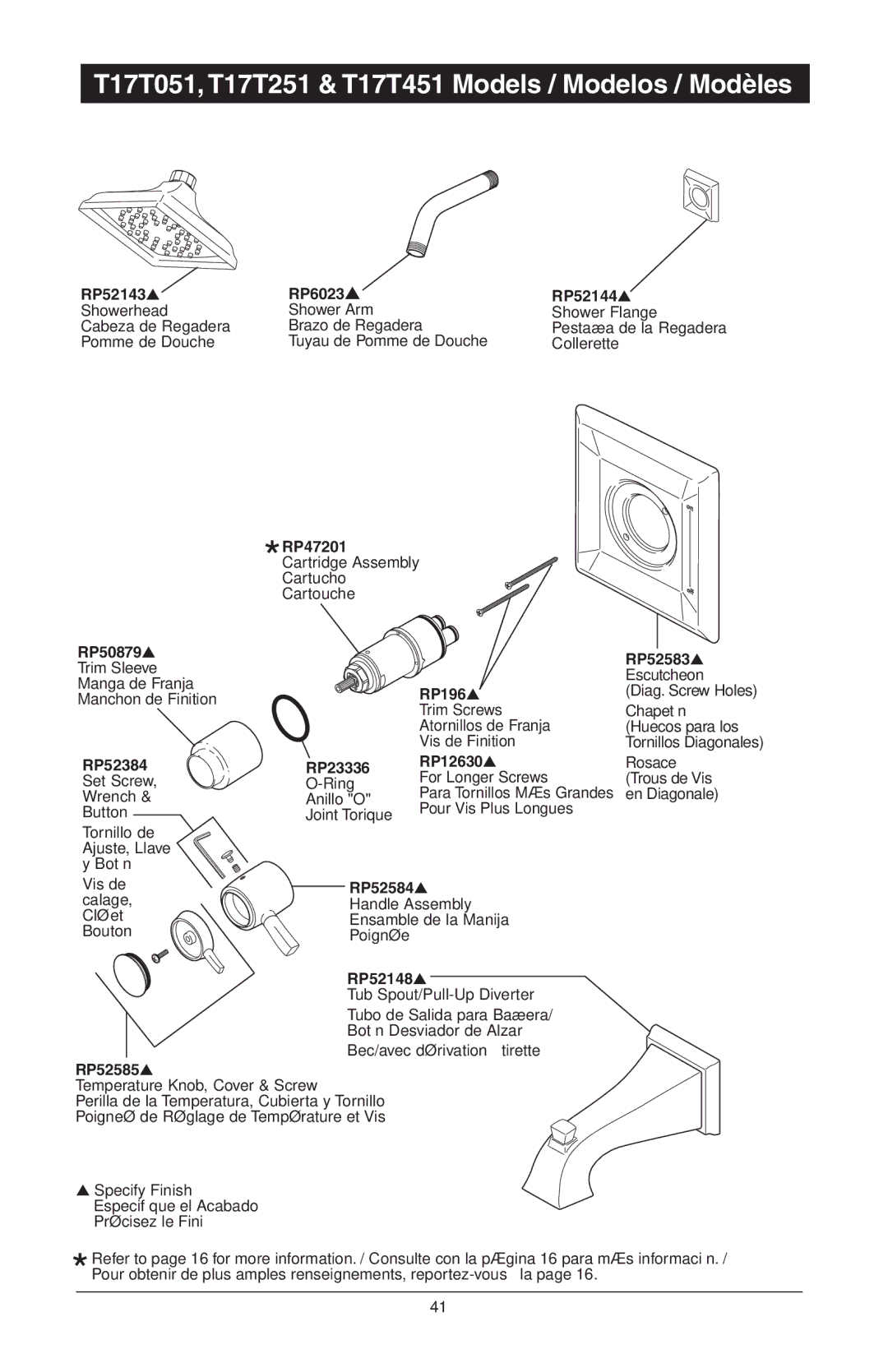 Delta T17T282, T17T085, T17T485, T17T285, T17T482, RP61611s manual T17T051, T17T251 & T17T451 Models / Modelos / Modèles 