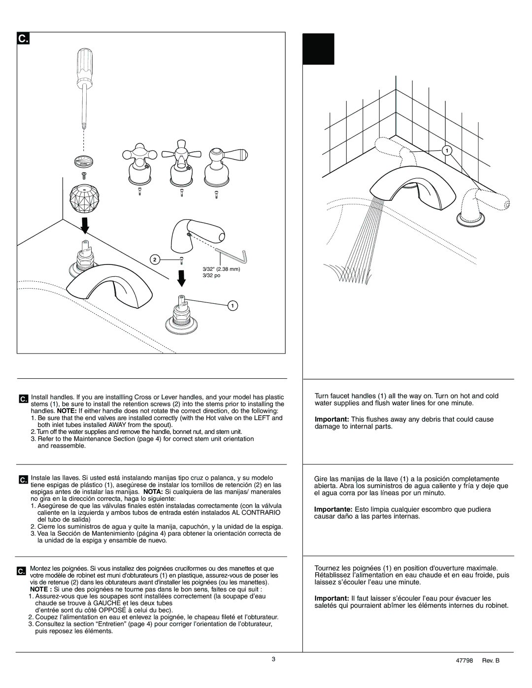 Delta T2783 Series, T2730 Series manual 32 2.38 mm 3/32 po 