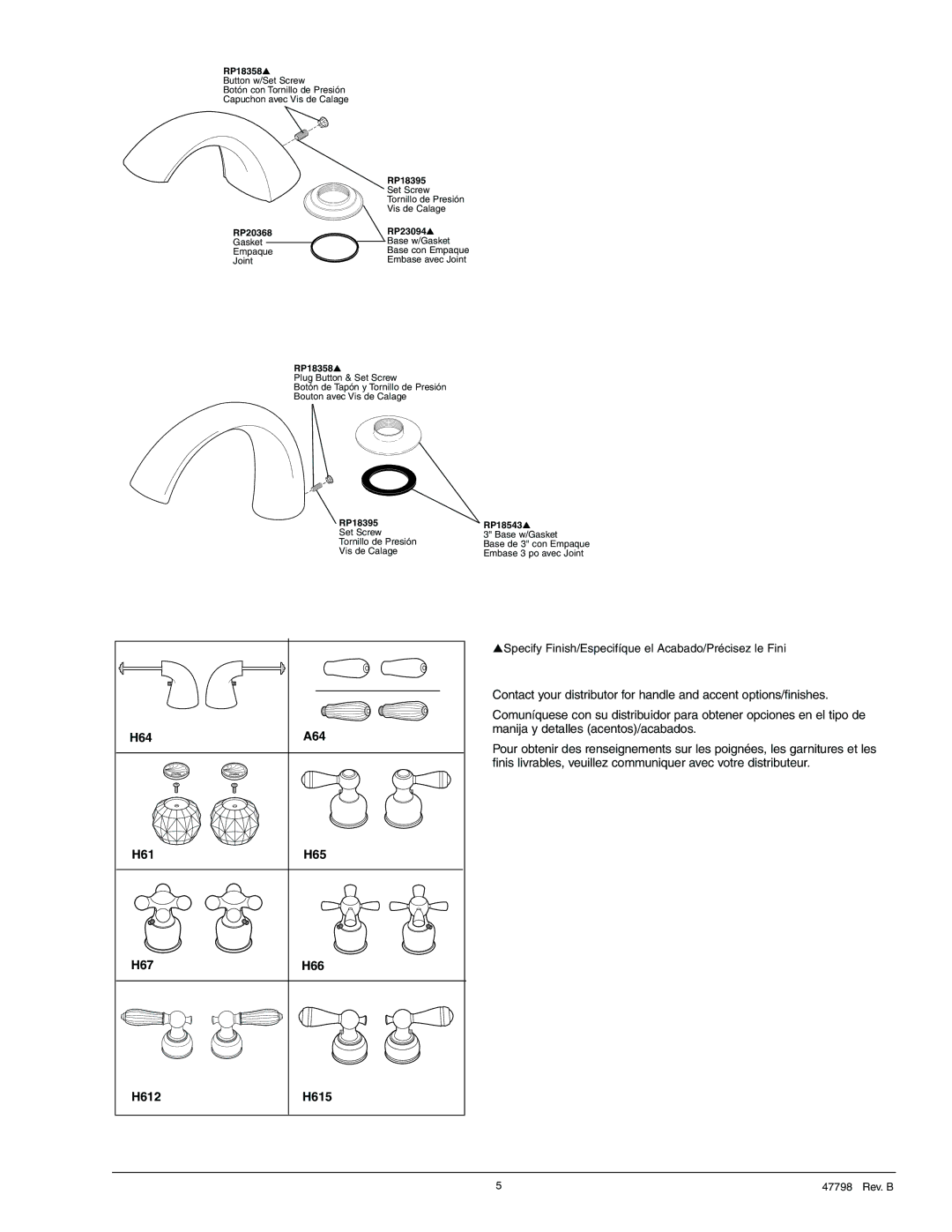 Delta T2783 Series, T2730 Series manual H64 A64 H61 H65 H67 H66 H612 H615 