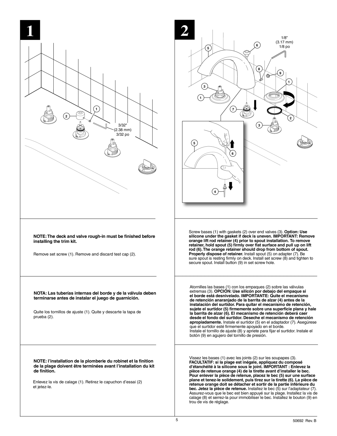 Delta T4705 Series manual Remove set screw 1. Remove and discard test cap 