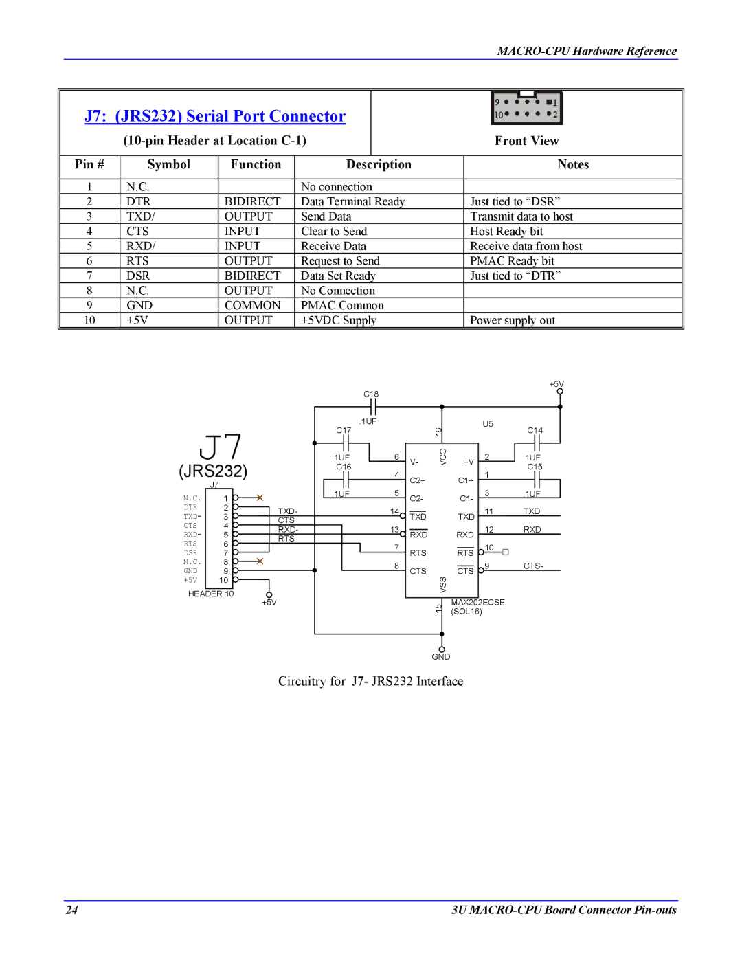 Delta Tau 4Ax-602804-xHxx manual J7 JRS232 Serial Port Connector 