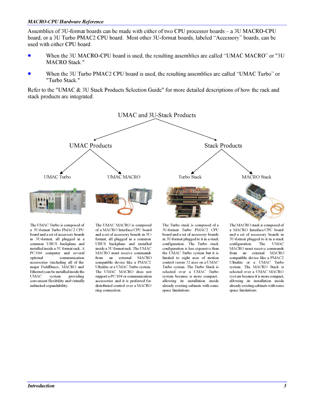 Delta Tau 4Ax-602804-xHxx manual Umac and 3U-Stack Products Umac Products, Umac Macro 