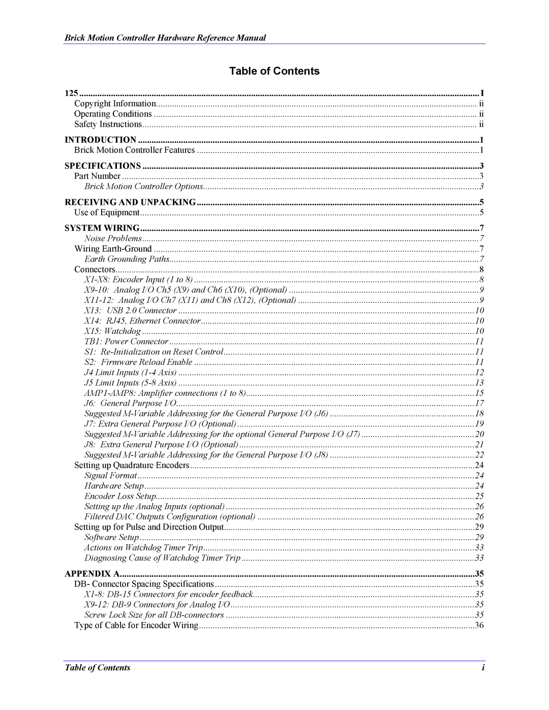 Delta Tau 5xx-603869-xUxx manual Table of Contents 