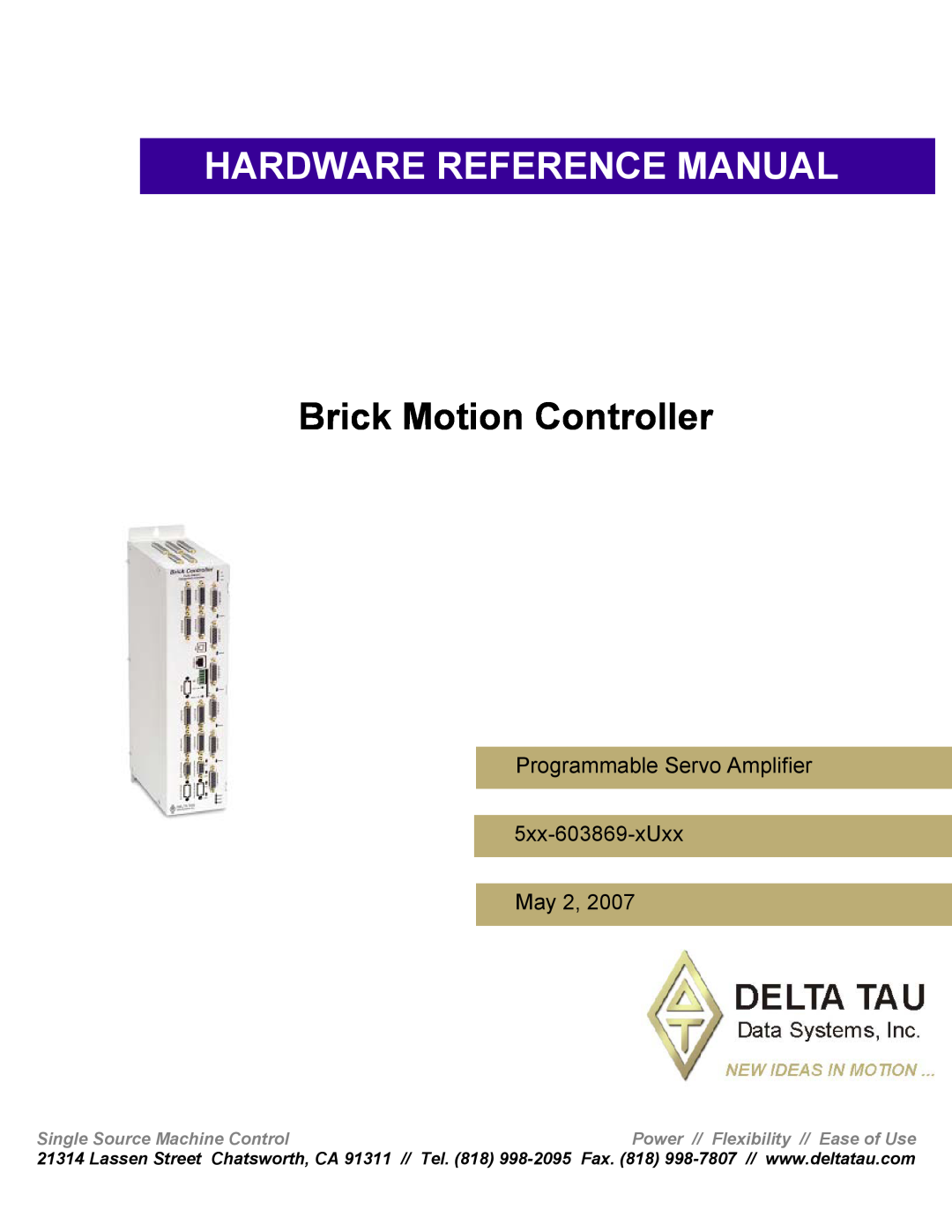 Delta Tau 5xx-603869-xUxx manual Hardware Reference Manual, Brick Motion Controller 
