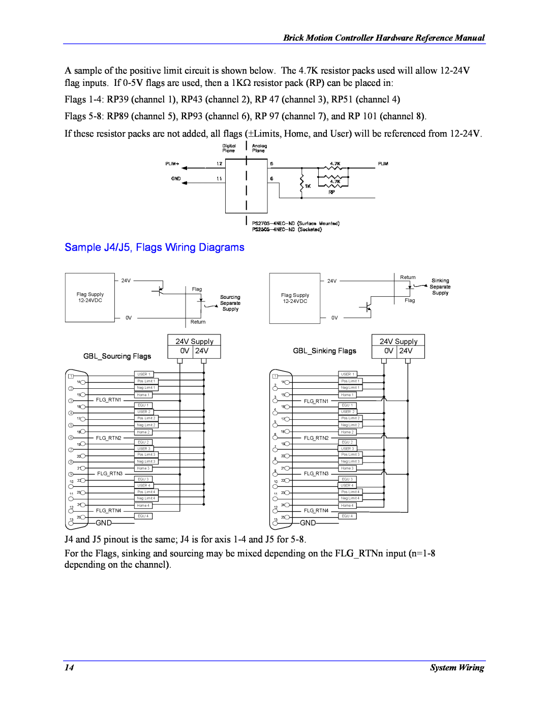 Delta Tau 5xx-603869-xUxx manual Sample J4/J5, Flags Wiring Diagrams 