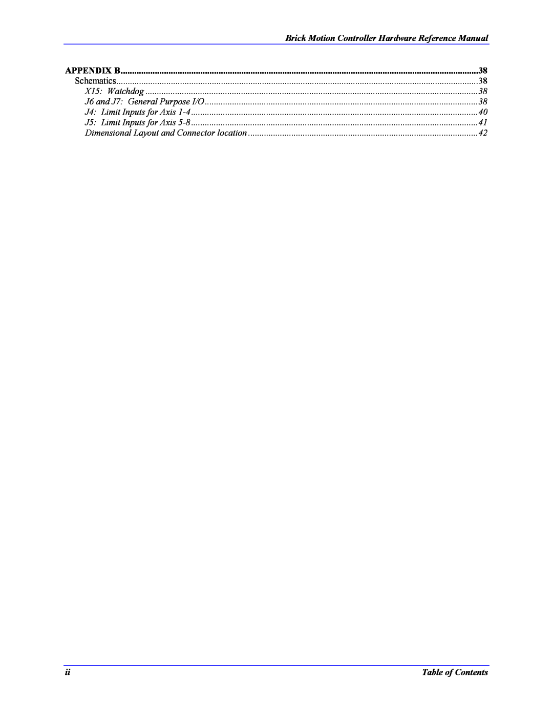 Delta Tau 5xx-603869-xUxx Table of Contents, Brick Motion Controller Hardware Reference Manual, Appendix B, Schematics 