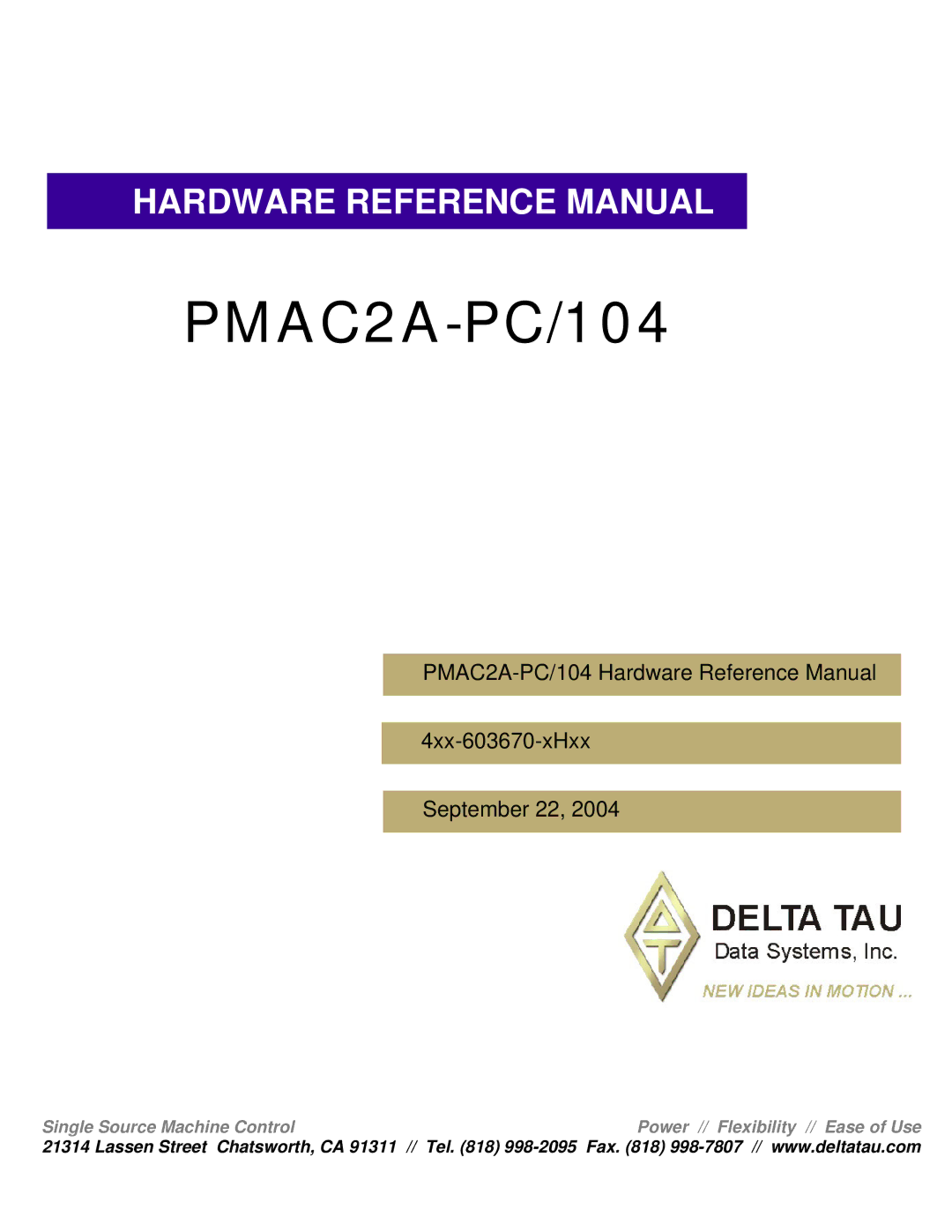 Delta Tau PMAC2A-PC/104 manual 