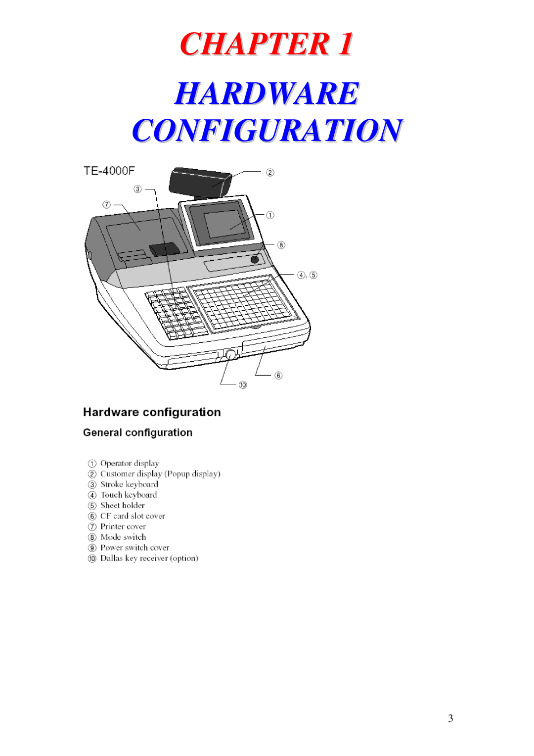 Delta TE-4000 manual Chapter, Hardware Configuration 