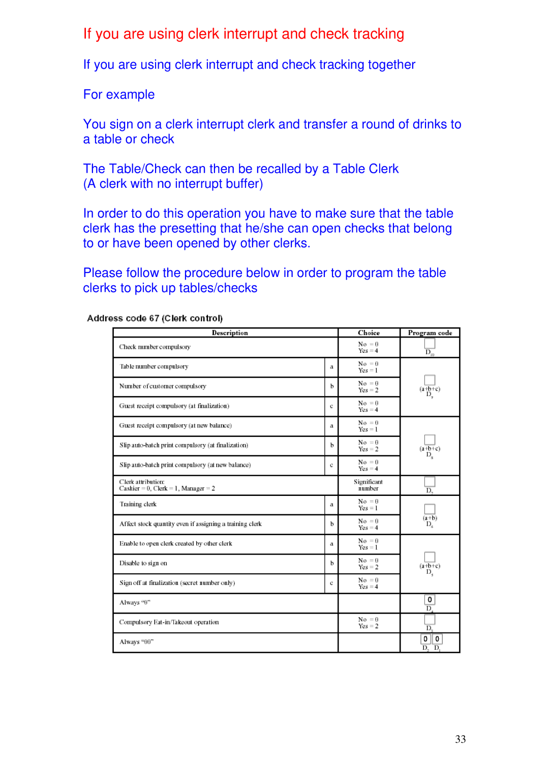 Delta TE-4000 manual If you are using clerk interrupt and check tracking 